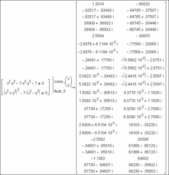 Symbolic solusion of system